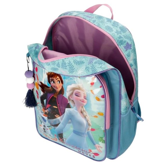 Mochila Escolar Adaptável 40cm c/ Carro Frozen AWESOME MOVES Azul | Ref. 186.40523T1