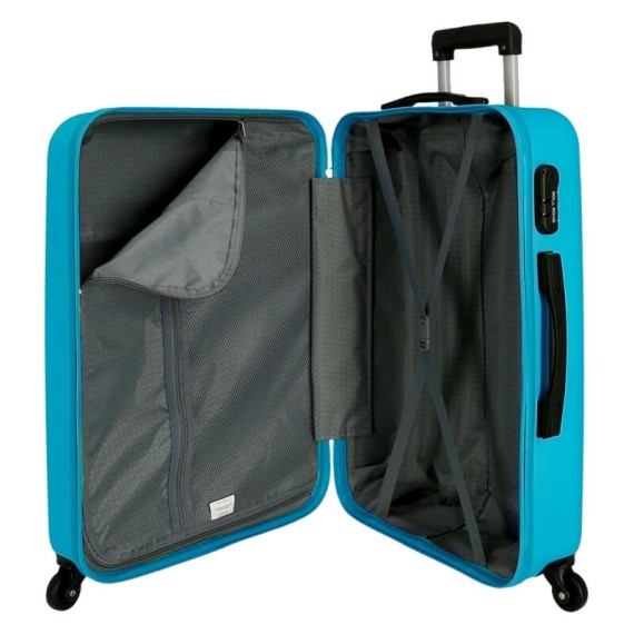 Mala de Viagem / Trolley Médio 65cm 4R ROLL ROAD Flex Azul Turquesa | Ref. 186.584946AB