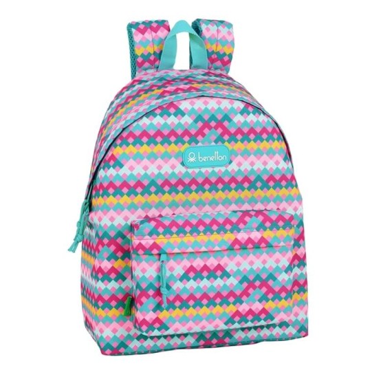 Mochila Escolar 42cm Benetton ZIGZAG Multicolor | Ref. 248.642015774