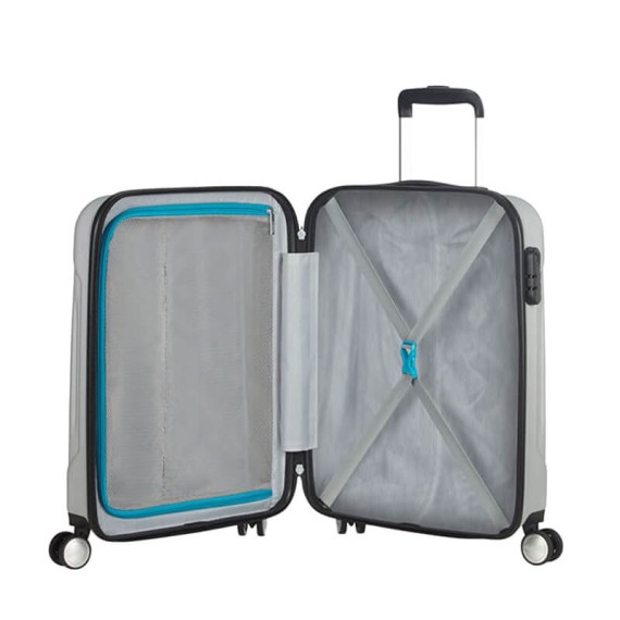 American Tourister Mala/Trolley de Cabine 55cm 4 Rodas Spinner TRACKLITE Prata | Ref. 9234G00125