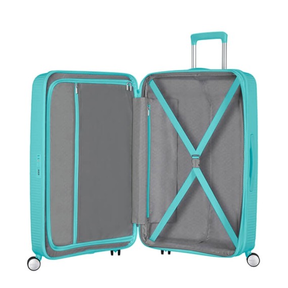 American Tourister Mala de Viagem / Trolley Grande 77cm EXP SOUNDBOX Azul Claro | Ref. 9232G00321