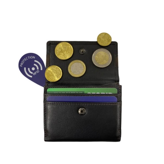 Carteira Horizontal com Porta-Moedas RFID ERIUM Castanha  | Ref. 102.ER1667C