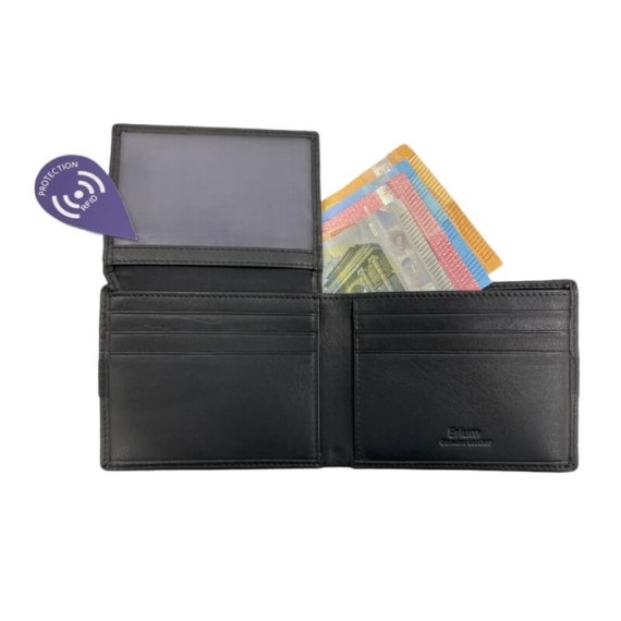 Carteira Porta-Notas com Porta-Cartões RFID ERIUM Preta | Ref. 102.ER1664P