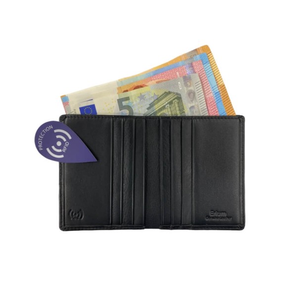 Carteira Porta-Notas com Porta-Cartões RFID ERIUM Preta | Ref. 102.ER1665P Carteira Porta-Notas com Porta-Cartões RFID ERIUM Preta | Ref. 102.ER1665P