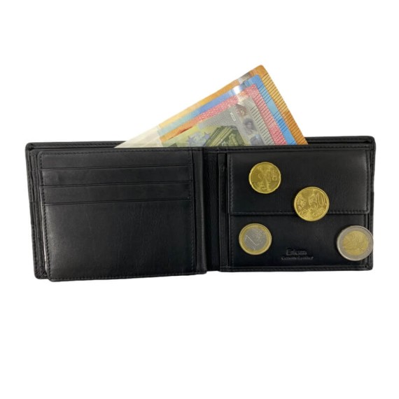 Carteira Porta-Notas com Porta-Moedas RFID ERIUM Preta | 102.ER1661P