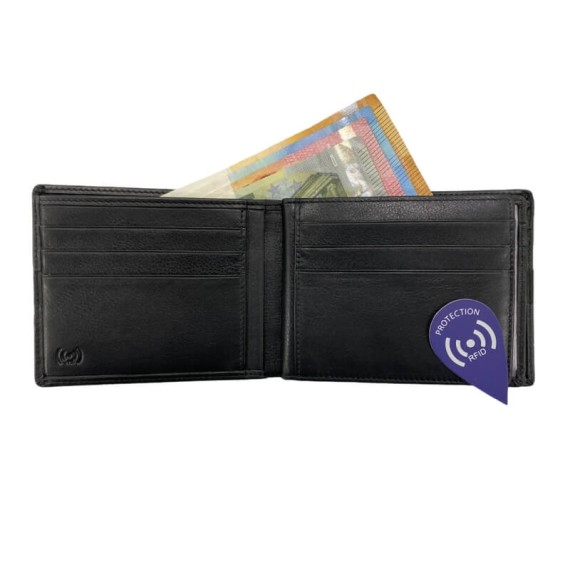 Carteira Porta-Notas com Porta-Moedas RFID ERIUM Preta | 102.ER1661P