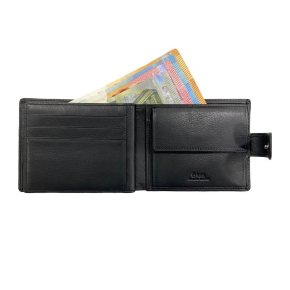 Carteira Porta-Notas com Porta-Moedas RFID ERIUM Preta | Ref. 102.ER1662P