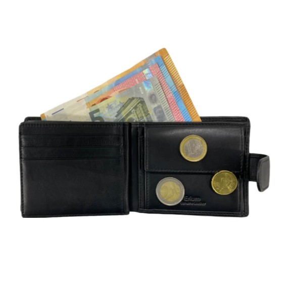 Carteira Porta-Notas com Porta-Moedas ERIUM RFID Preta 1663P | Ref. 102.ER1663P