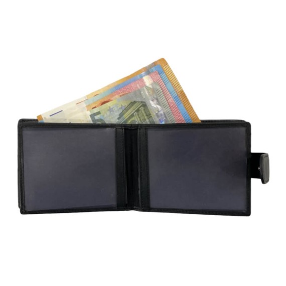 Carteira Porta-Notas com Porta-Moedas ERIUM RFID Preta 1663P | Ref. 102.ER1663P