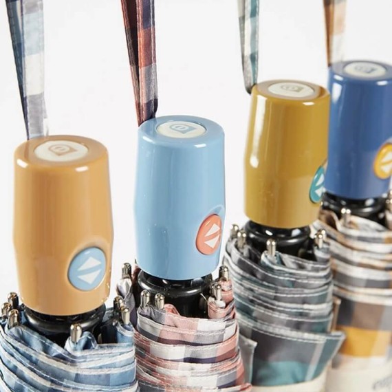 Guarda-Chuva Ezpeleta Sra. Dobrável A/F Quadrados Azul/Amarelo | Ref. 104.10449AA