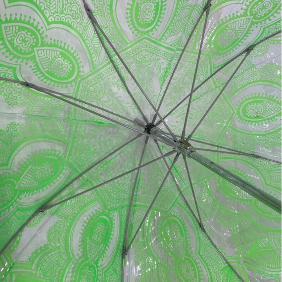 Guarda-Chuva CLIMA Sra. Comprido Manual Transparente Verde | Ref. 177.4849