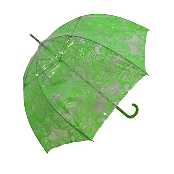 Guarda-Chuva CLIMA Sra. Comprido Manual Transparente Verde | Ref. 177.4849