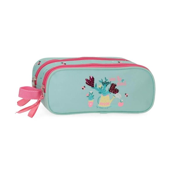 Estojo Escolar Duplo Compartimento Movom FLOWER POT Verde | Ref. 186.2024221