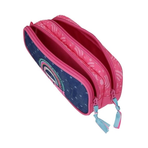 Estojo Escolar Duplo Compartimento Movom GLITTER RAINBOW Rosa | Ref. 186.3044221
