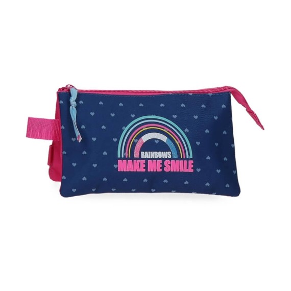 Estojo Escolar Triplo Compartimento Movom GLITTER RAINBOW Rosa | Ref. 186.3044321