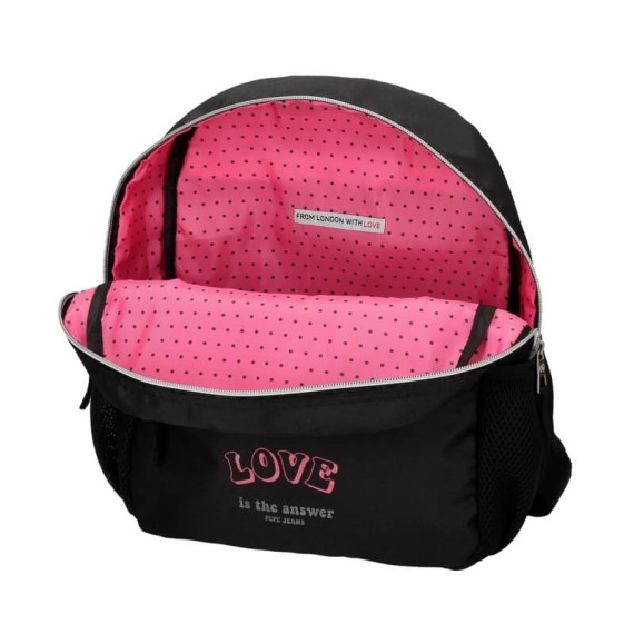Mochila Casual 32cm Pepe Jeans ADA Preta | Ref. 186.6252121