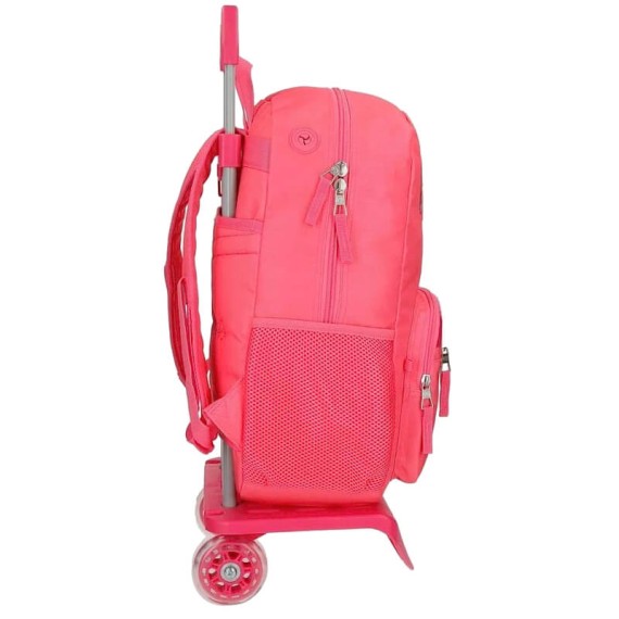 Mochila Escolar Adaptável 43cm c/ Carro Pepe Jeans KIM Rosa | Ref. 186.62123T1 Mochila Escolar Adaptável 43cm c/ Carro Pepe Jeans KIM Rosa | Ref. 186.62123T1