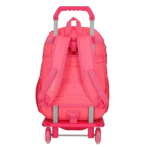 Mochila Escolar Adaptável 43cm c/ Carro Pepe Jeans KIM Rosa | Ref. 186.62123T1 Mochila Escolar Adaptável 43cm c/ Carro Pepe Jeans KIM Rosa | Ref. 186.62123T1
