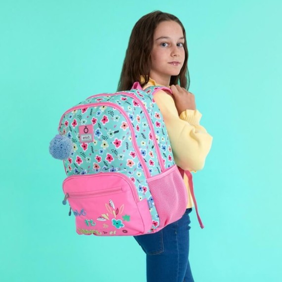 Mochila Escolar Adaptável 44cm Enso LOVE THE NATURE Rosa | Ref. 186.91224D1