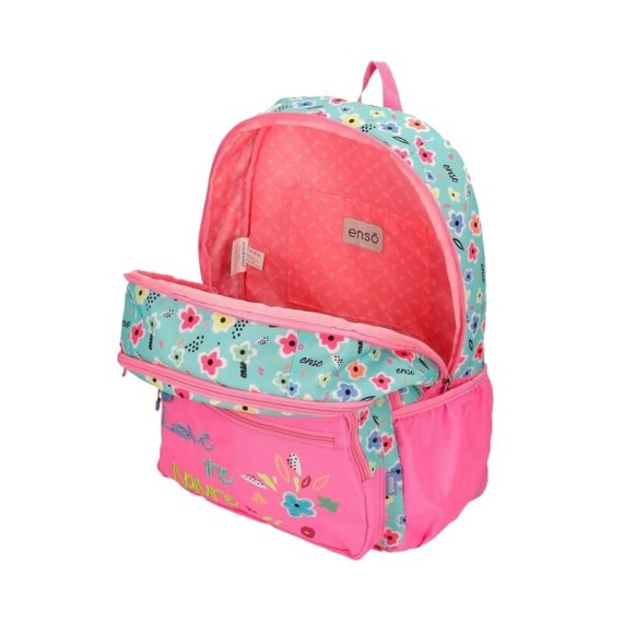 Mochila Escolar Adaptável 44cm Enso LOVE THE NATURE Rosa | Ref. 186.91224D1
