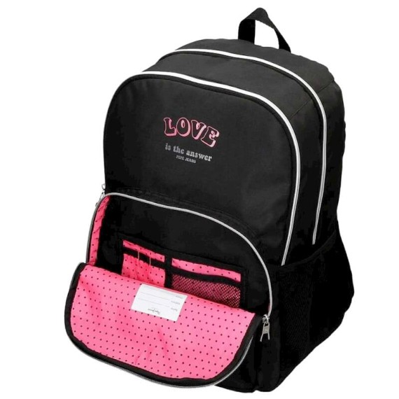 Mochila Escolar Adaptável 44Cm 2C Pepe Jeans ADA Preta | Ref. 186.62524D1