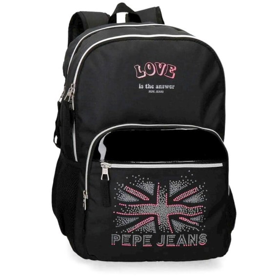 Mochila Escolar Adaptável 44Cm 2C Pepe Jeans ADA Preta | Ref. 186.62524D1