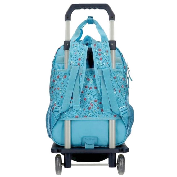 Mochila Escolar Adaptável 40Cm c/ Carro Pepe Jeans Ava Azul | Ref. 186.63422T1