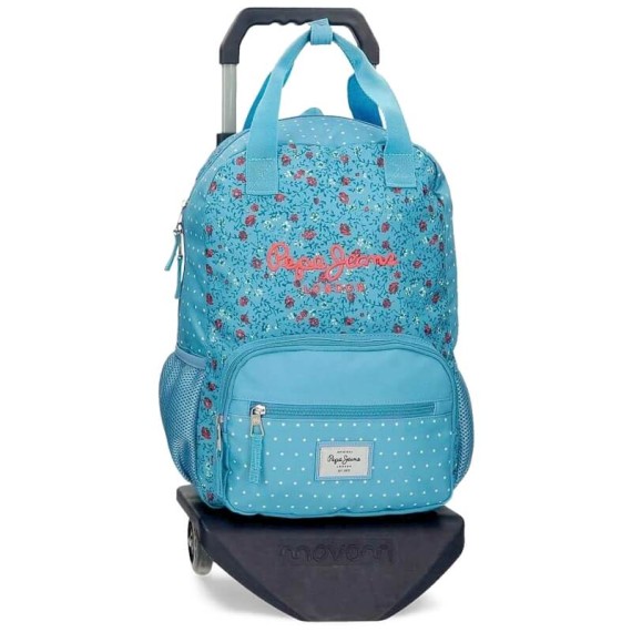 Mochila Escolar Adaptável 40Cm c/ Carro Pepe Jeans Ava Azul | Ref. 186.63422T1
