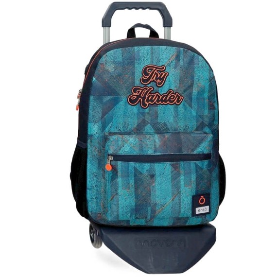 Mochila Escolar Adaptável 44cm 
c/Carro Enso TRY HARDER Azul | Ref. 186.90823T1