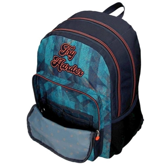 Mochila Escolar Adaptável 46cm 2C Enso TRY HARDER Azul | Ref. 186.90824D1