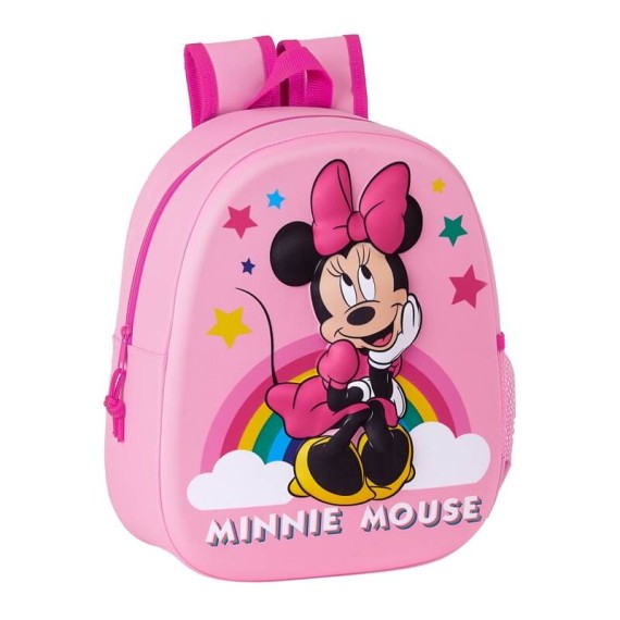 Mochila Escolar Infantil 3D Adaptável 33cm MINNIE MOUSE Rosa | Ref. 248.642162890