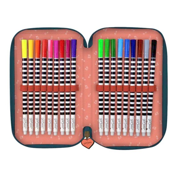 Estojo Escolar Triplo 45 Peças Gorjuss THIS ONE´S FOR YOU Azul | Ref. 248.607GJ20