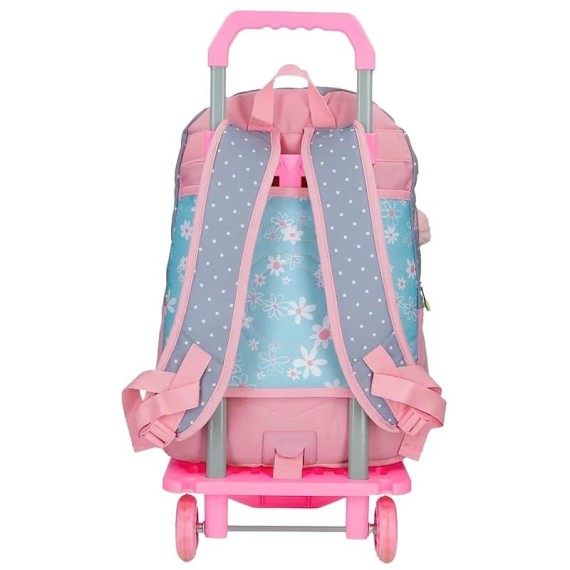 Mochila Escolar Adapt. 2C. 46cm C/ Carro Enso DAISY Azul | Ref. 186.92525T1