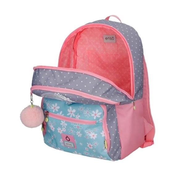Mochila Escolar Adapt. 2C. 46cm C/ Carro Enso DAISY Azul | Ref. 186.92525T1