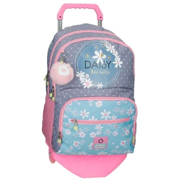 Mochila Escolar Adapt. 2C. 46cm C/ Carro Enso DAISY Azul | Ref. 186.92525T1