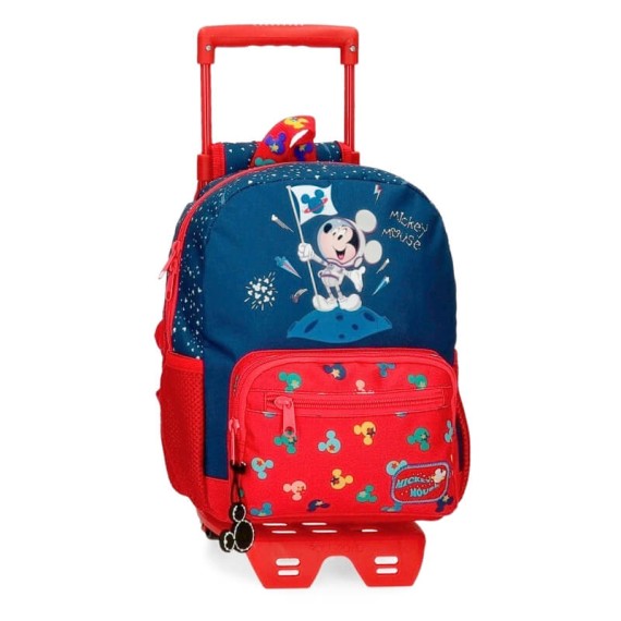 Mochila Pré-Escolar Adapt 28cm c/ Carro Mickey ON THE MOON Azul | Ref. 186.22621T1