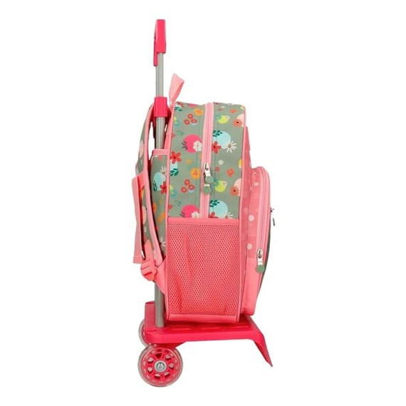 Mochila Escolar Adapt. 38cm c/ Carro Enso NATURE Rosa | Ref. 186.92822T2