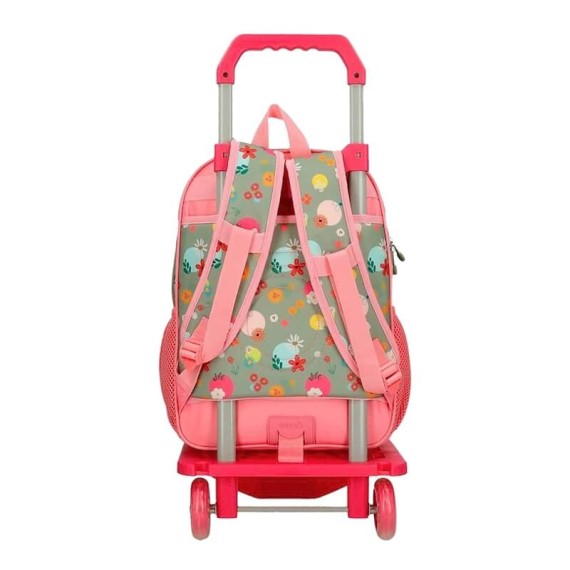Mochila Escolar Adapt. 38cm c/ Carro Enso NATURE Rosa | Ref. 186.92822T2