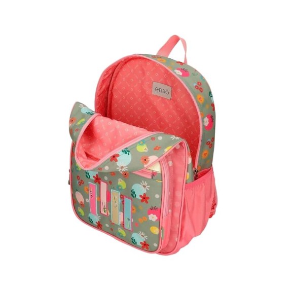 Mochila Escolar Adapt. 38cm c/ Carro Enso NATURE Rosa | Ref. 186.92822T2