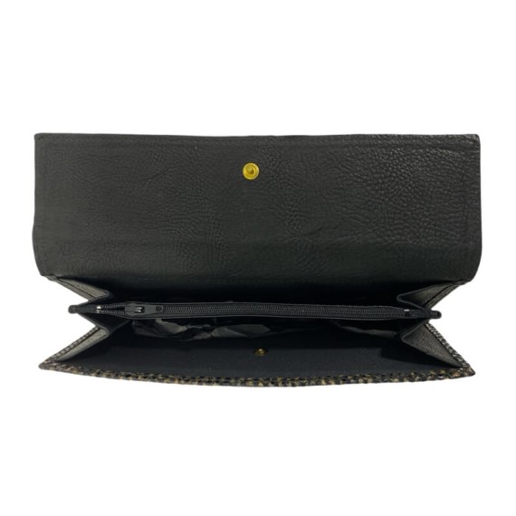 Carteira de Senhora Grande Abílio & Gomes Preto c/ Castanho | Ref. 245.AG007