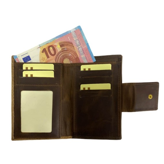 Carteira de Senhora Pequena Abílio & Gomes Castanho c/ Camel | Ref. 245.AG005CC