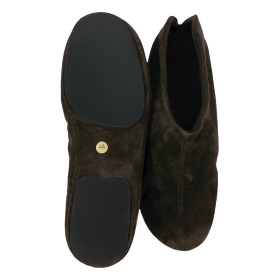 Chinelos de Quarto em Pele Castanho Tamanho 43 | Ref. 318.2157C43