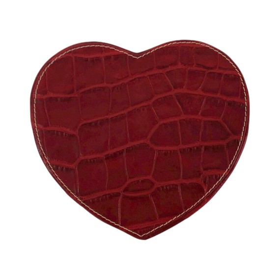 Despeja Bolsos Coração Grande Croco em Pele Genuína Vermelho | Ref. 41.943-6