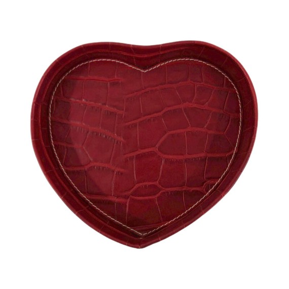 Despeja Bolsos Coração Grande Croco em Pele Genuína Vermelho | Ref. 41.943-6