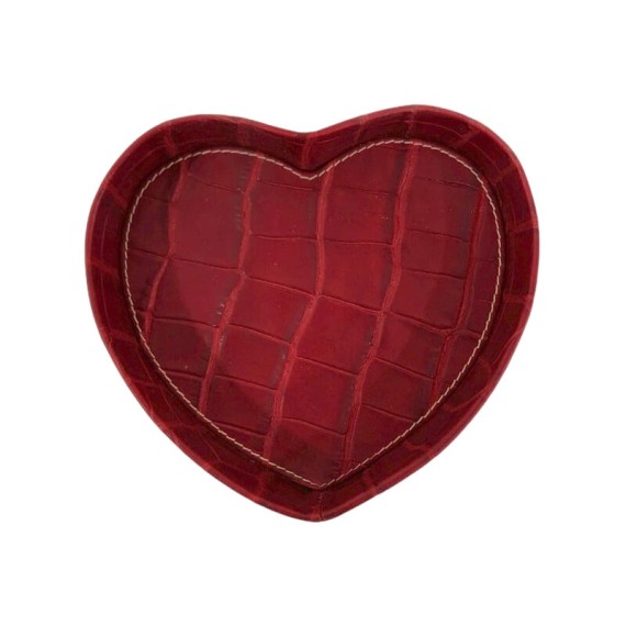 Despeja Bolsos Coração Médio Croco em Pele Genuína Vermelho | Ref. 41.942-3