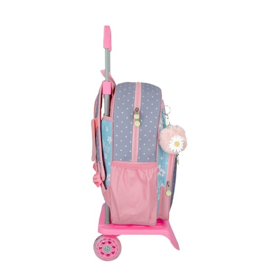 Mochila Escolar Adapt. 38cm C/ Carro Enso DAISY Azul | Ref. 186.92522T1