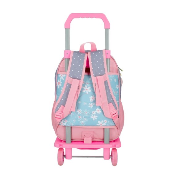 Mochila Escolar Adapt. 38cm C/ Carro Enso DAISY Azul | Ref. 186.92522T1