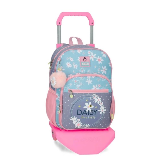 Mochila Escolar Adapt. 38cm C/ Carro Enso DAISY Azul | Ref. 186.92522T1