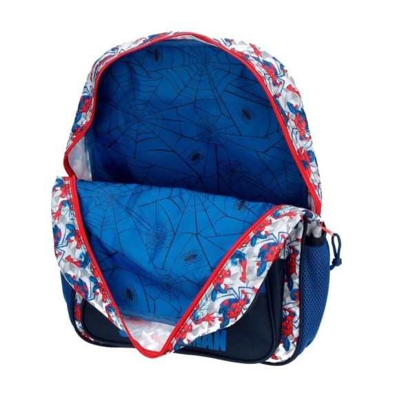 Mochila Escolar Adapt. 38cm c/ Carro Spiderman HERO Azul | Ref. 186.24523T1