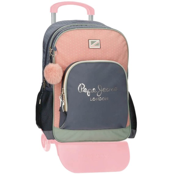 Mochila Escolar Adap. 45Cm 2C c/ Carro Pepe Jeans LAILA Azul | Ref. 186.64325T1